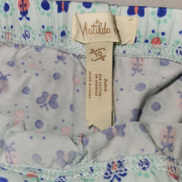 Matilda Jane Girls Ruffle Pants Size 10 Blue Multi-Color Ladybug & Butterfly Pat - Picture 3 of 7